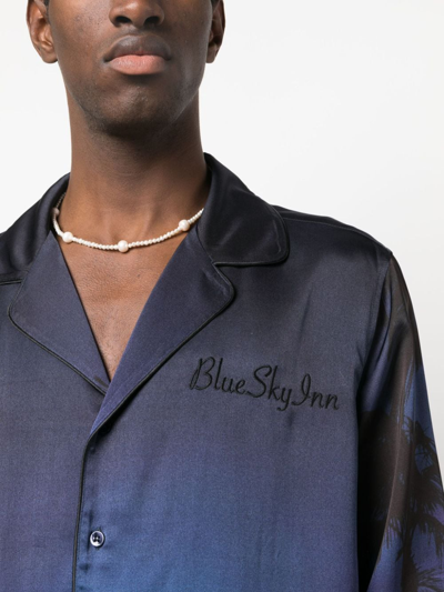 Shop Blue Sky Inn Logo-embroidered Long-sleeve Shirt In Blue