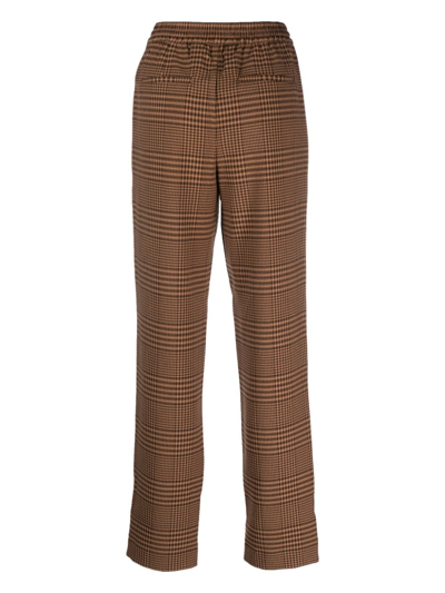 Shop Essentiel Antwerp Eosha Drawstring-waistband Checked Trousers In 褐色
