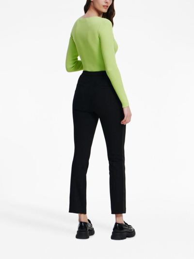 Karl Lagerfeld Punto Logo-stripe Cropped Trousers In Black
