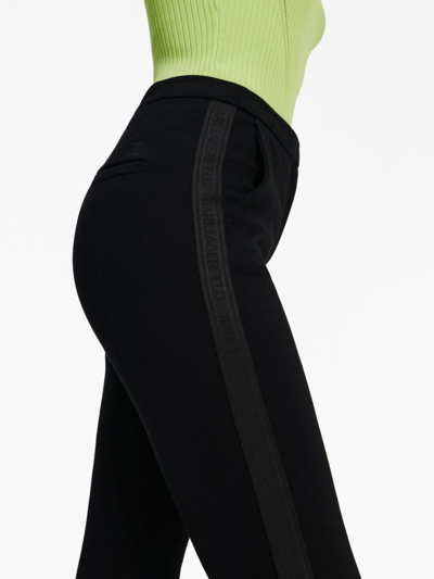 Karl Lagerfeld Punto Logo-stripe Cropped Trousers In Black