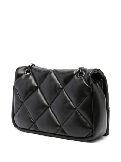 Shop Emporio Armani Logo-charm Quilted Shoulder Bag In 黑色