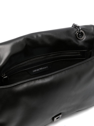 Shop Emporio Armani Logo-charm Quilted Shoulder Bag In 黑色