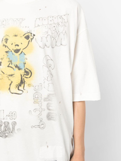 Shop Miharayasuhiro Distressed-finish Cotton T-shirt In 白色