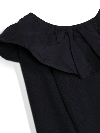 Shop Molo Renate Ruffle-collar T-shirt In 黑色