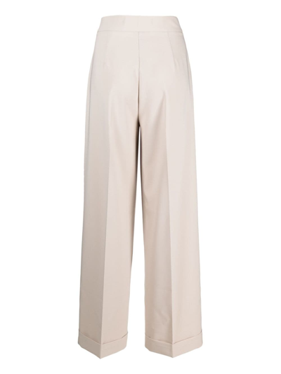 Shop D-exterior Pressed-crease Flared Trousers In Neutrals