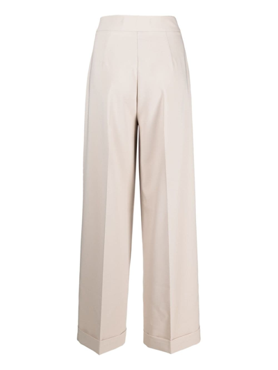 D Exterior Pressed-crease Flared Trousers In Neutrals