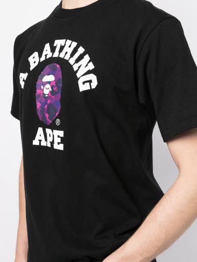 Shop A Bathing Ape Logo-print Cotton T-shirt In 黑色