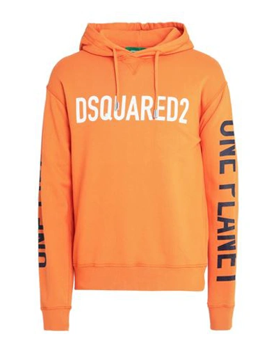 Shop Dsquared2 Man Sweatshirt Orange Size L Cotton, Elastane