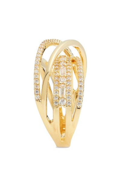 Shop Nordstrom Demi Fine Crystal Pavé Crossover Ring In 14k Gold Plated
