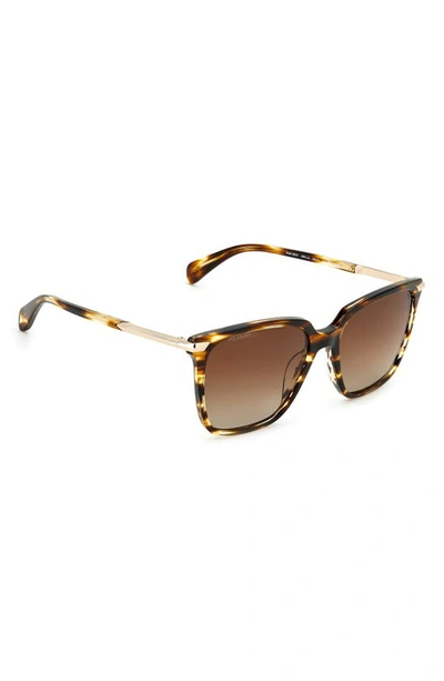 Shop Rag & Bone 55mm Polarized Gradient Rectangle Sunglasses In Horn Brown