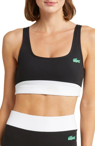 Shop Lacoste X Bandier Colorblock Sports Bra In 031 Noir