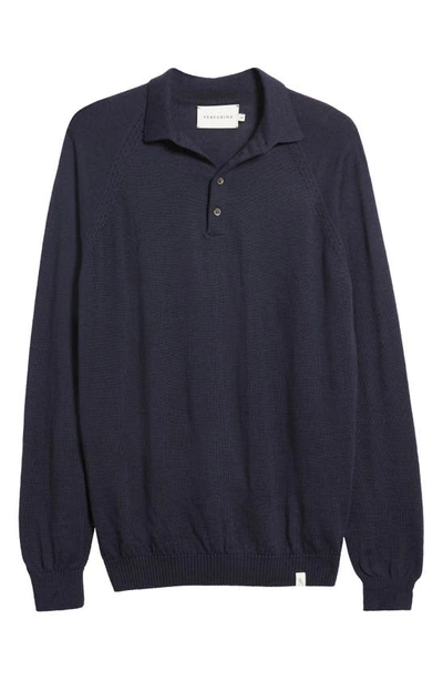 Shop Peregrine Beauford Long Sleeve Wool Polo Sweater In Navy