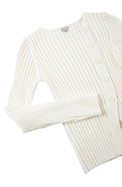 Shop Habitual Kids' Asymmetric Long Sleeve Rib Top In Off-white