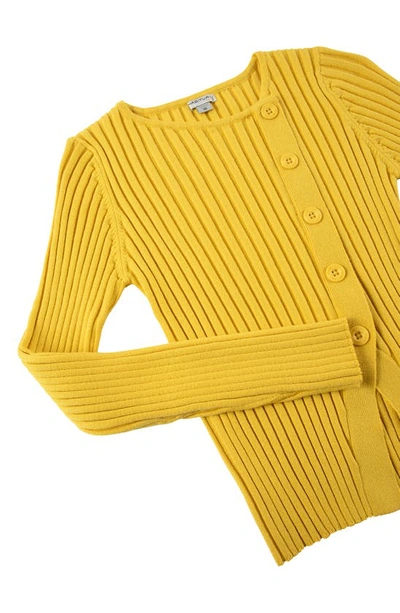 Shop Habitual Kids' Asymmetric Long Sleeve Rib Top In Yellow