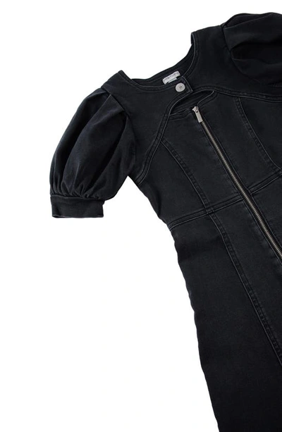 Shop Habitual Kids' Zip Front Denim Fit & Flare Dress In Black