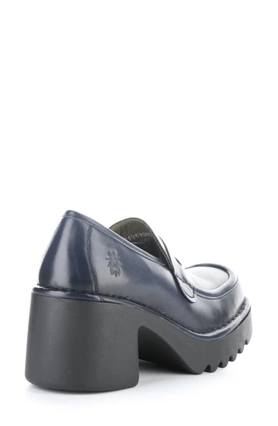 Shop Fly London Muly Platform Penny Loafer In 003 Navy Black