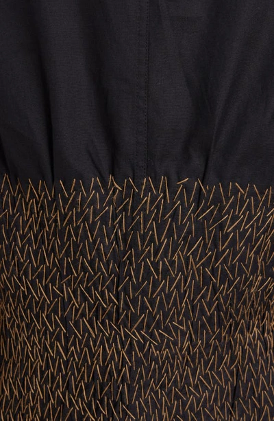 Shop Dries Van Noten Claver Smocked Waist Cotton Button-up Shirt In Black