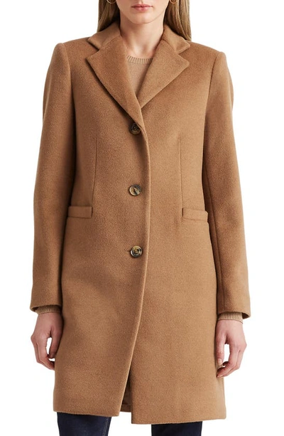 Shop Lauren Ralph Lauren Reefer Wool Blend Coat In New Vicuna