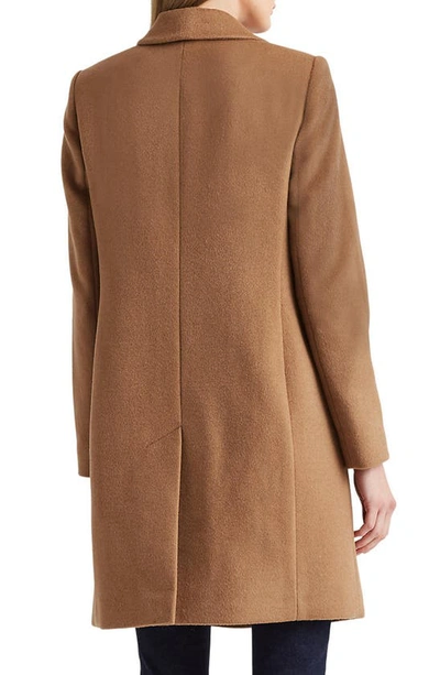 Shop Lauren Ralph Lauren Reefer Wool Blend Coat In New Vicuna