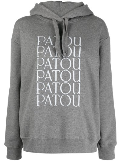 Shop Patou Logo-print Cotton Hoodie In Grau