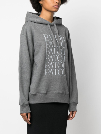 Shop Patou Logo-print Cotton Hoodie In Grau