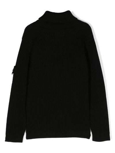 Stone Island Compass-badge Virgin-wool Jumper In Schwarz