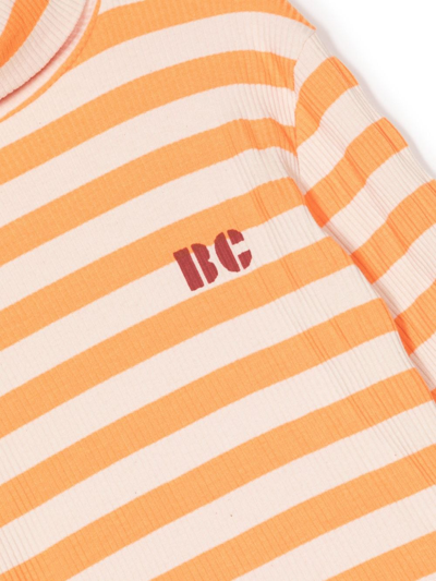 Shop Bobo Choses Logo-print Striped Ribbed T-shirt In Orange