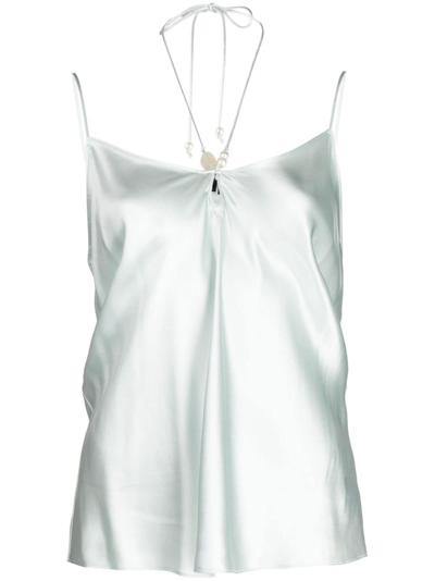 Shop Paige Arina Shell-embellished Silk Top In Grün