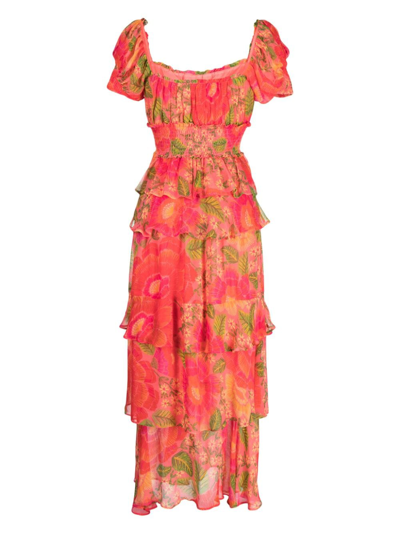 Shop Farm Rio Blooming Floral-print Ruffled Maxi Dress In Mehrfarbig