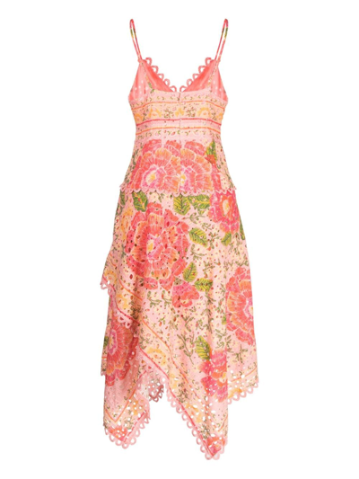 Shop Farm Rio Blooming Floral-print Cotton Midi Dress In Grün