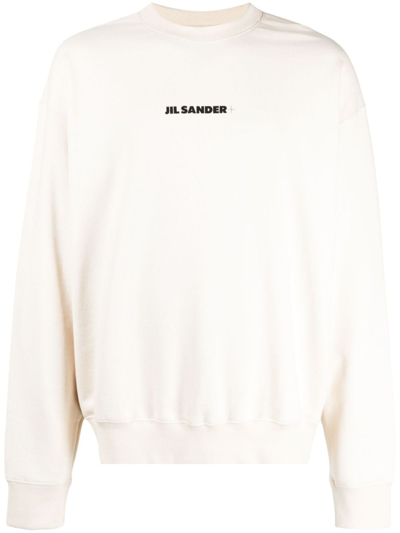 Shop Jil Sander Logo-print Cotton Sweatshirt In Weiss