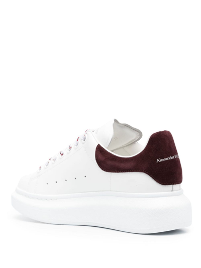 Alexander Mcqueen White Leather Sneakers With Chocolate Leather Heel In Weiss