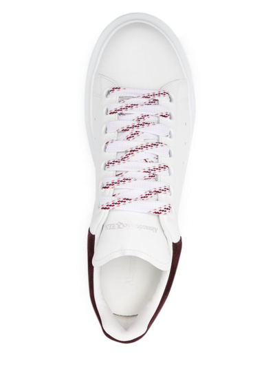 Alexander Mcqueen White Leather Sneakers With Chocolate Leather Heel In Weiss