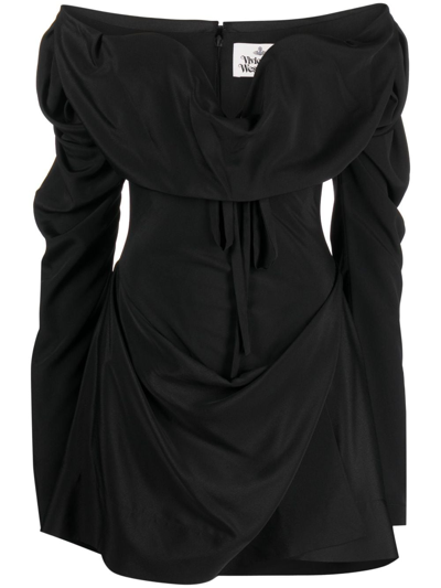 Shop Vivienne Westwood Draped Corset Minidress In Schwarz