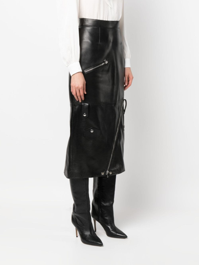 Shop Alexander Mcqueen High-waisted Polished-finish Skirt In Schwarz