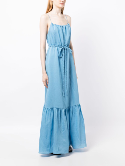 Shop Alice And Olivia Jayda Tie-waist Tiered Dress In Blau
