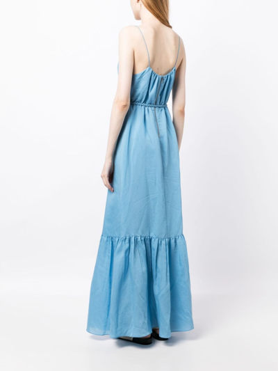 Shop Alice And Olivia Jayda Tie-waist Tiered Dress In Blau