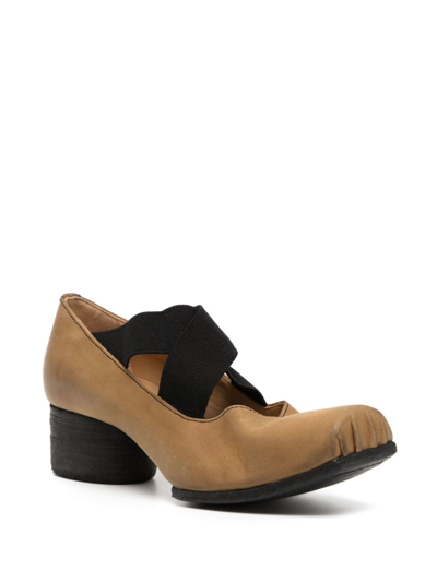 Shop Uma Wang 40mm Square-toe Leather Ballerina Shoes In Brown