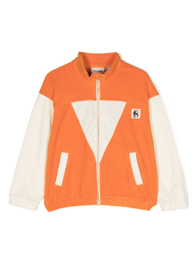 Shop Mini Rodini Logo-patch Colour-block Cardigan In Orange