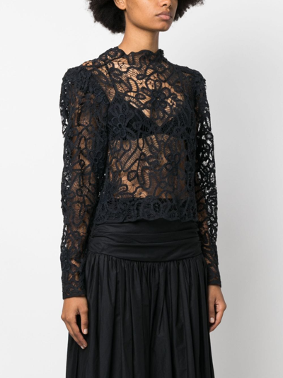 Shop Isabel Marant Neline Lace Long-sleeve Top In Black