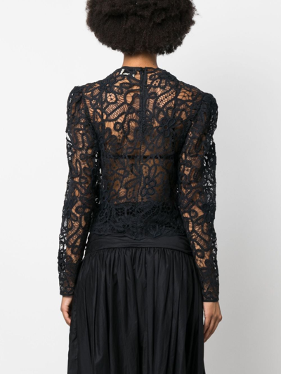 Shop Isabel Marant Neline Lace Long-sleeve Top In Black