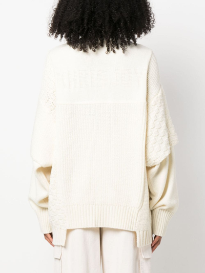 Shop Khrisjoy Roll-neck Cable-knit Jumper In Weiss