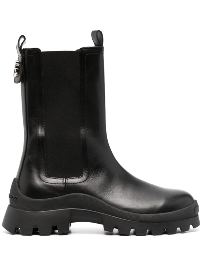 Shop Dsquared2 Logo-plaque Leather Ankle Boots In Schwarz