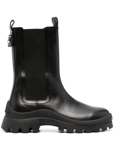 Dsquared2 Leather D2 Statement Chelsea Booties In Schwarz