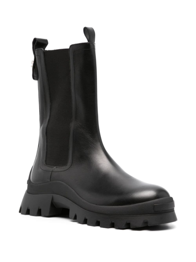 Dsquared2 Leather D2 Statement Chelsea Booties In Schwarz