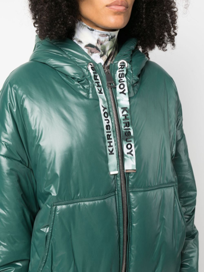 Shop Khrisjoy High-shine Hooded Jacket In Grün