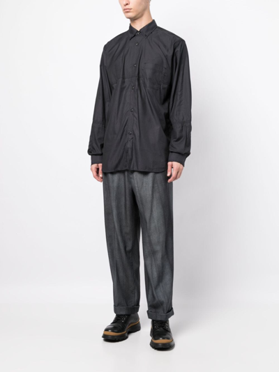 Shop Junya Watanabe Long-sleeve Cotton Shirt In Schwarz