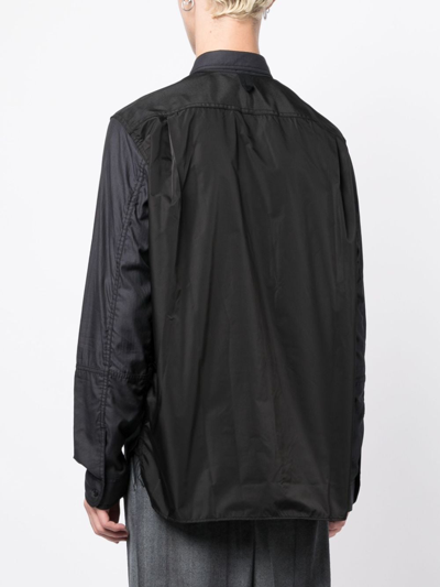 Shop Junya Watanabe Long-sleeve Cotton Shirt In Schwarz