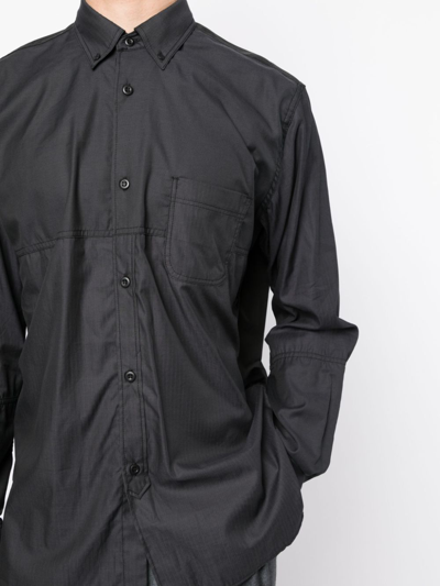 Shop Junya Watanabe Long-sleeve Cotton Shirt In Schwarz