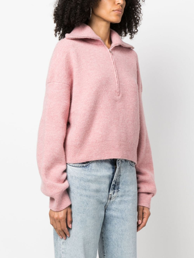 Shop Nanushka Jannis Knitted Polo Jumper In Rosa
